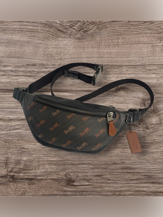 Coach Other - Coach Warren Mini Belt Bag in black with the Horse and Carriage dot print.